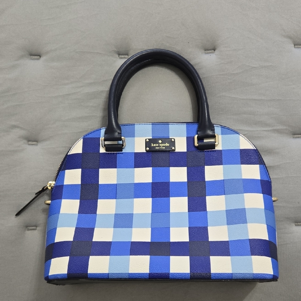 Kate Spade Blue and White Checkered Satchel